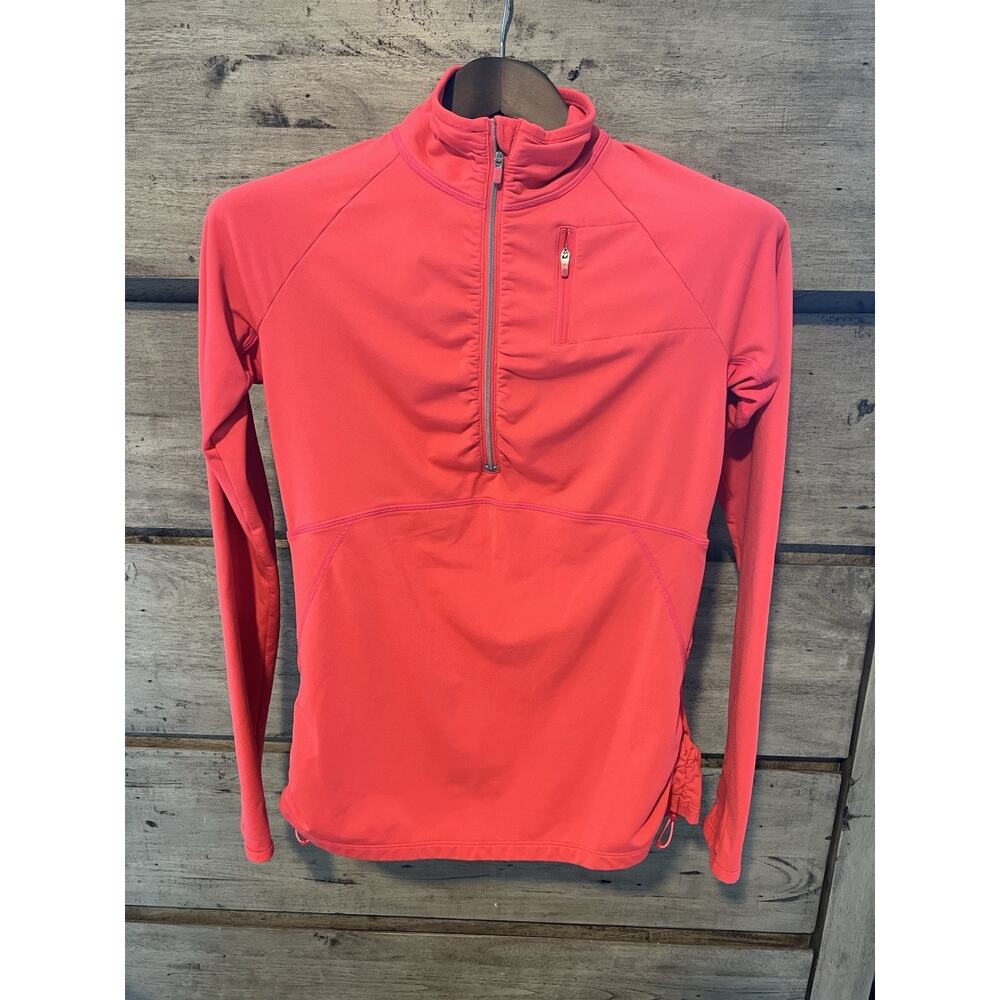 Athleta Women's 1/2 Zip Pullover Size Small Breathable Thumb Holes Pink Coral